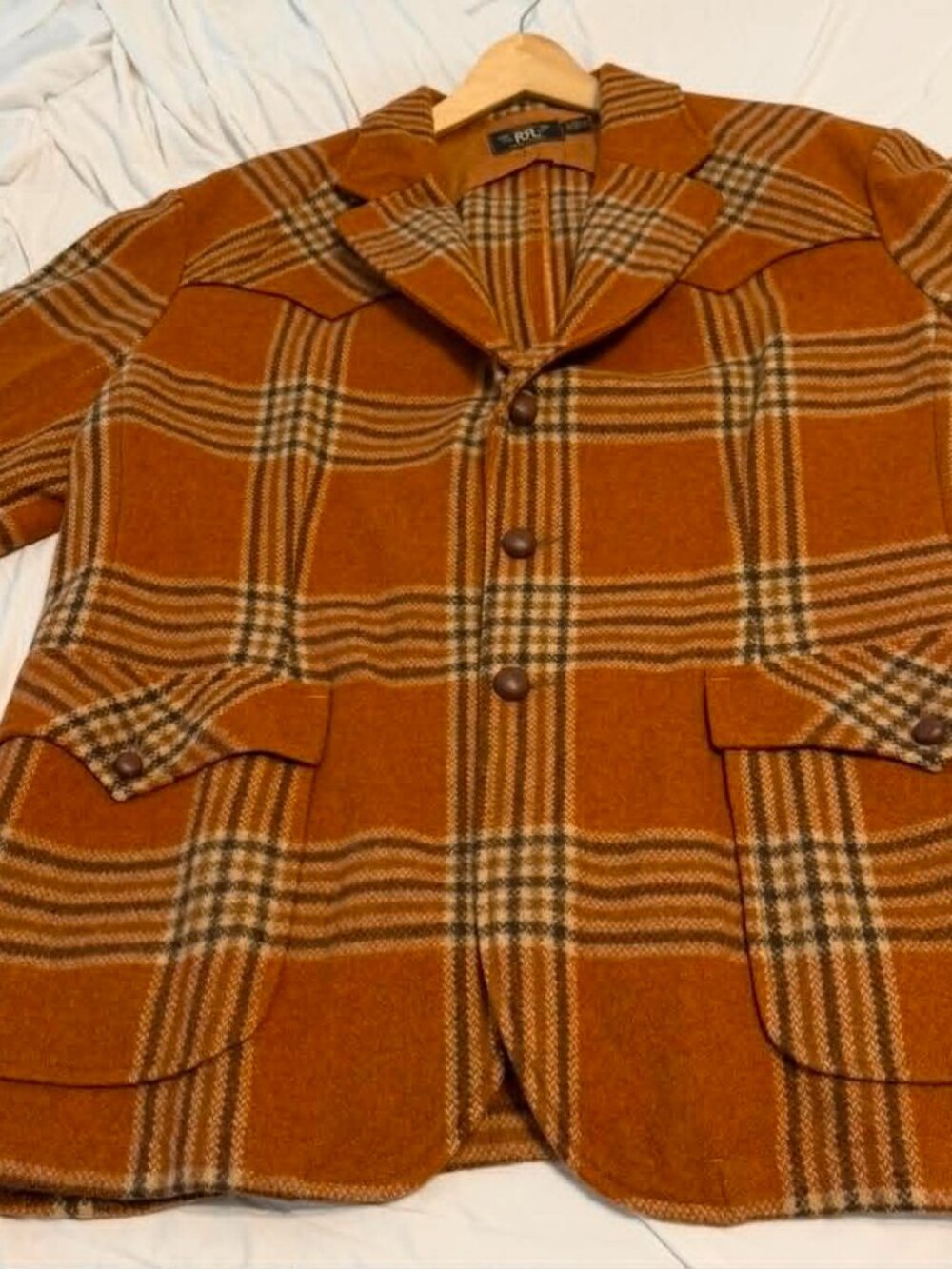 RRL Ralph Lauren Italian Wool Blend Plaid Western Sport Coat Jacket-MEN-XXL-RARE